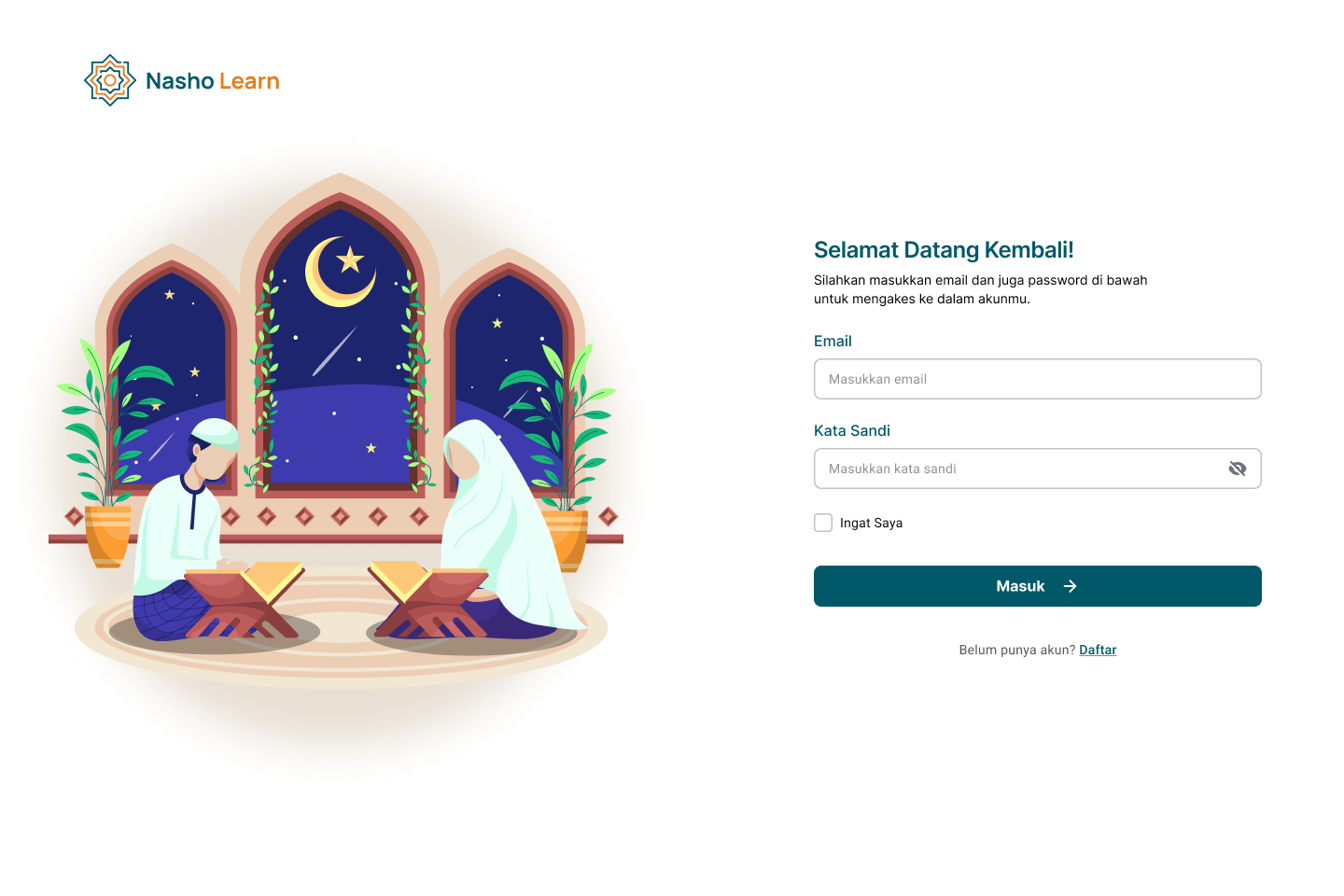 Nasho - Aplikasi belajar bahasa Arab. Quiz, lock system, statistik; REST API sebagai backend layanan. by Muhammad Daffa Raihan UII Developer